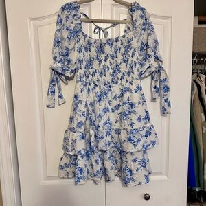 SHEIN Blue and White Floral Top